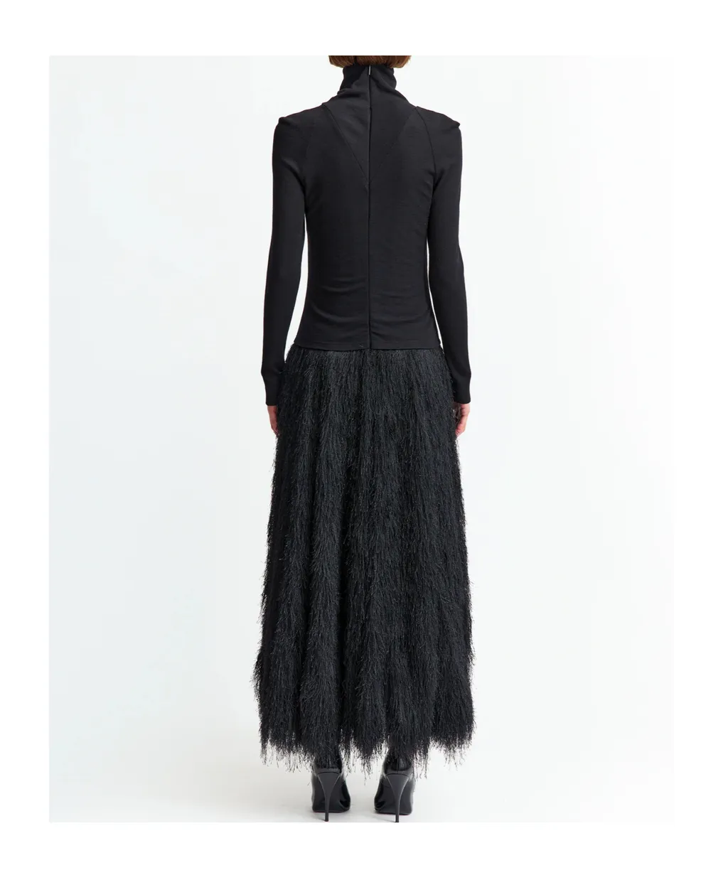 High-Neck Long-Sleeved Dress