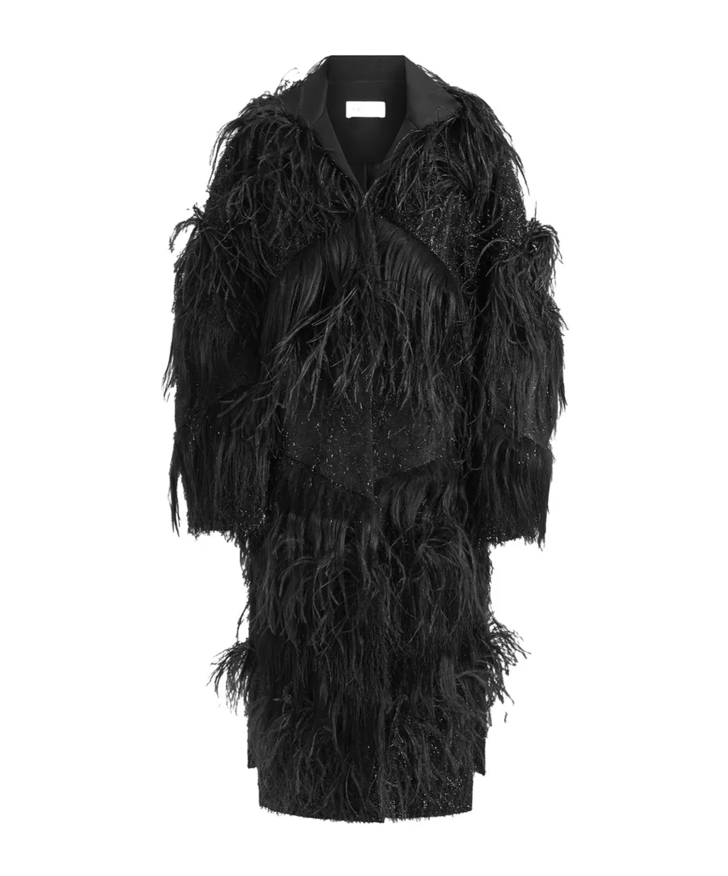 Feather-Embellished Coat