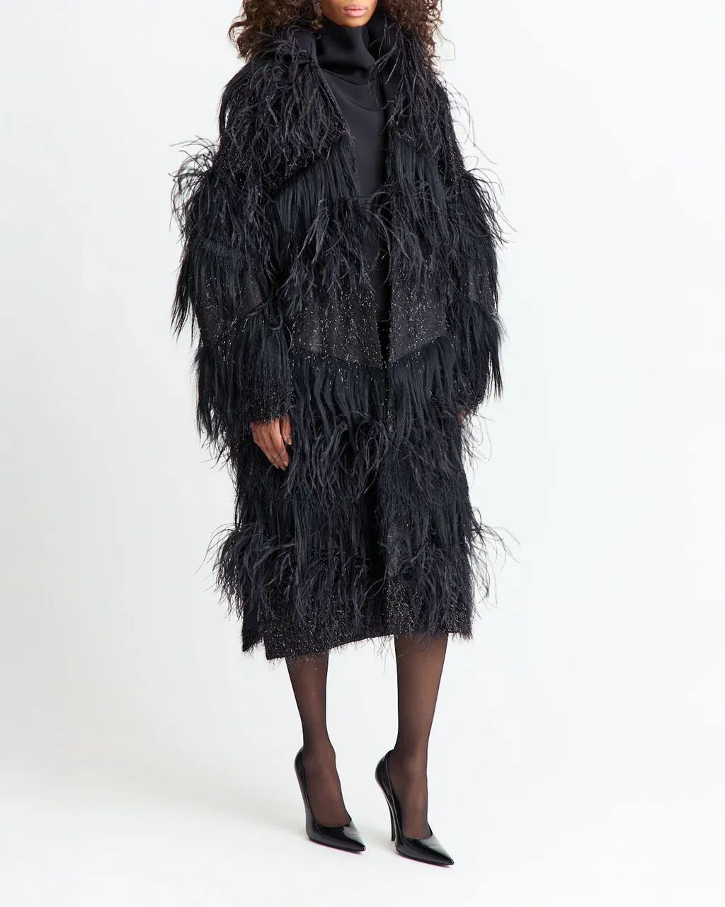Feather-Embellished Coat