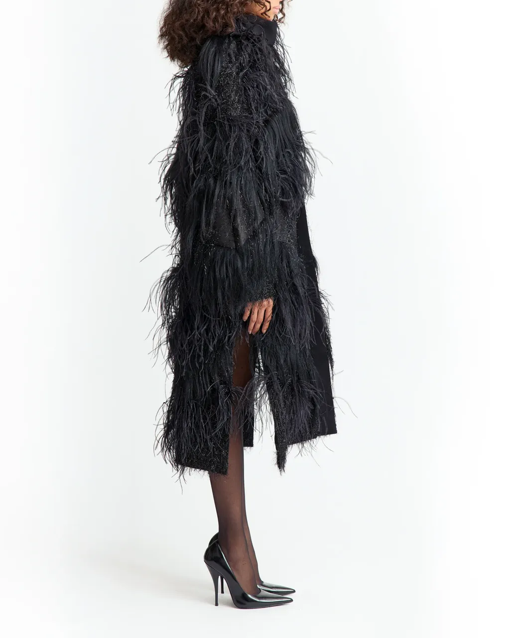 Feather-Embellished Coat