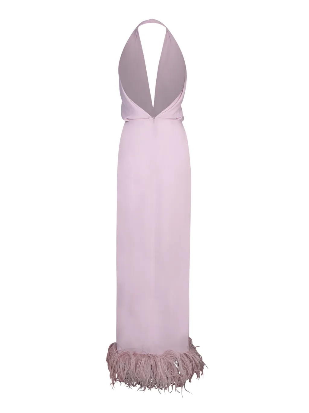 Backless Dress With Feather Trim