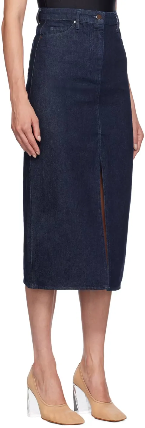 Ille Front-Slit Denim Midi Skirt