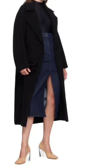 Ille Front-Slit Denim Midi Skirt