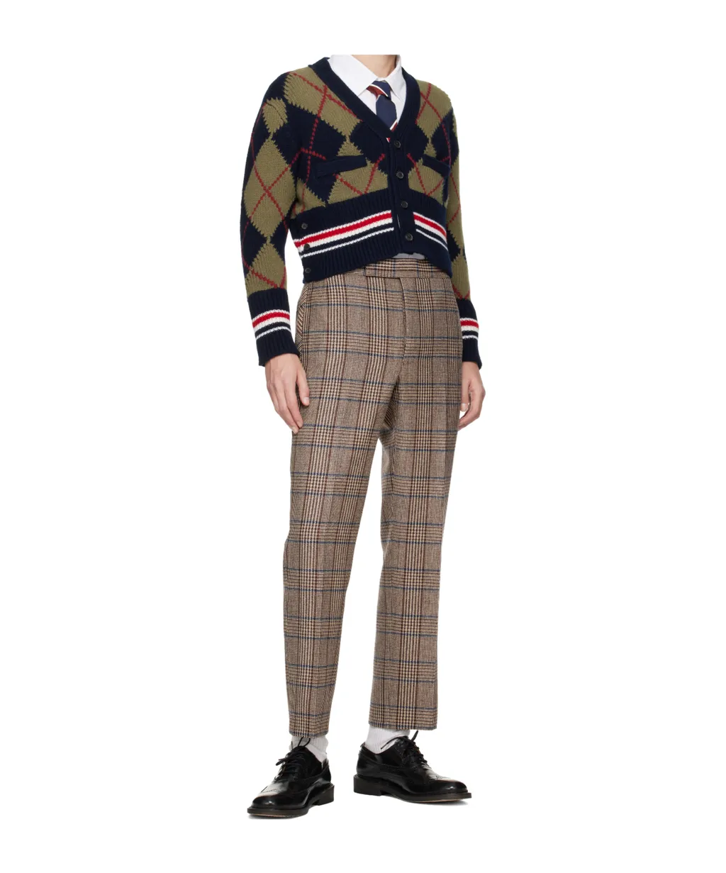 Argyle-Intarsia V-Neck Cardigan