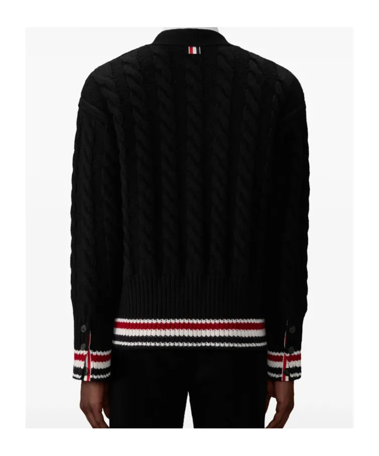 V-Neck Stripe-Hem Cardigan