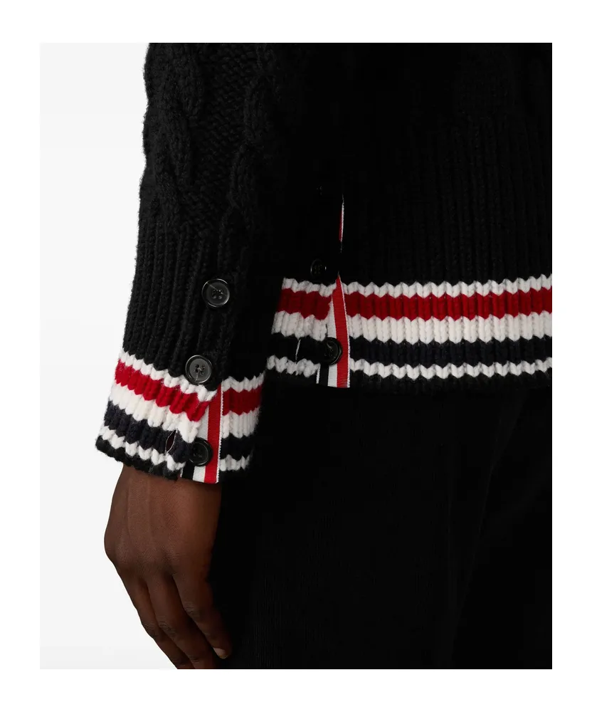 V-Neck Stripe-Hem Cardigan