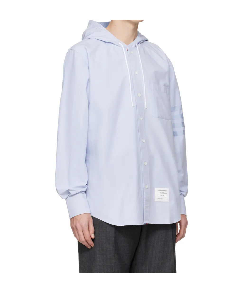 Hooded Straight-Cut Long-Sleeve Shirt