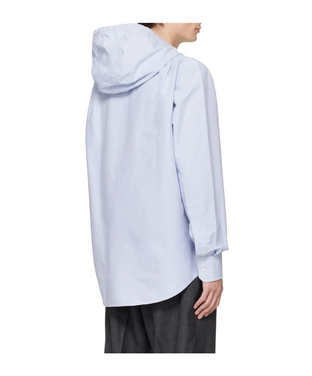 Hooded Straight-Cut Long-Sleeve Shirt