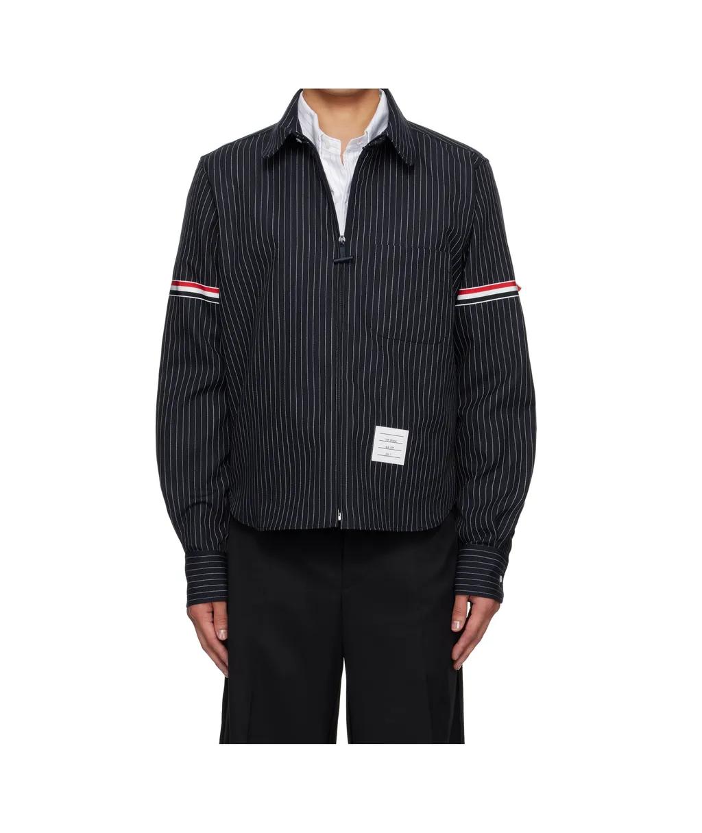 Pinstriped Zip-Up Shirt