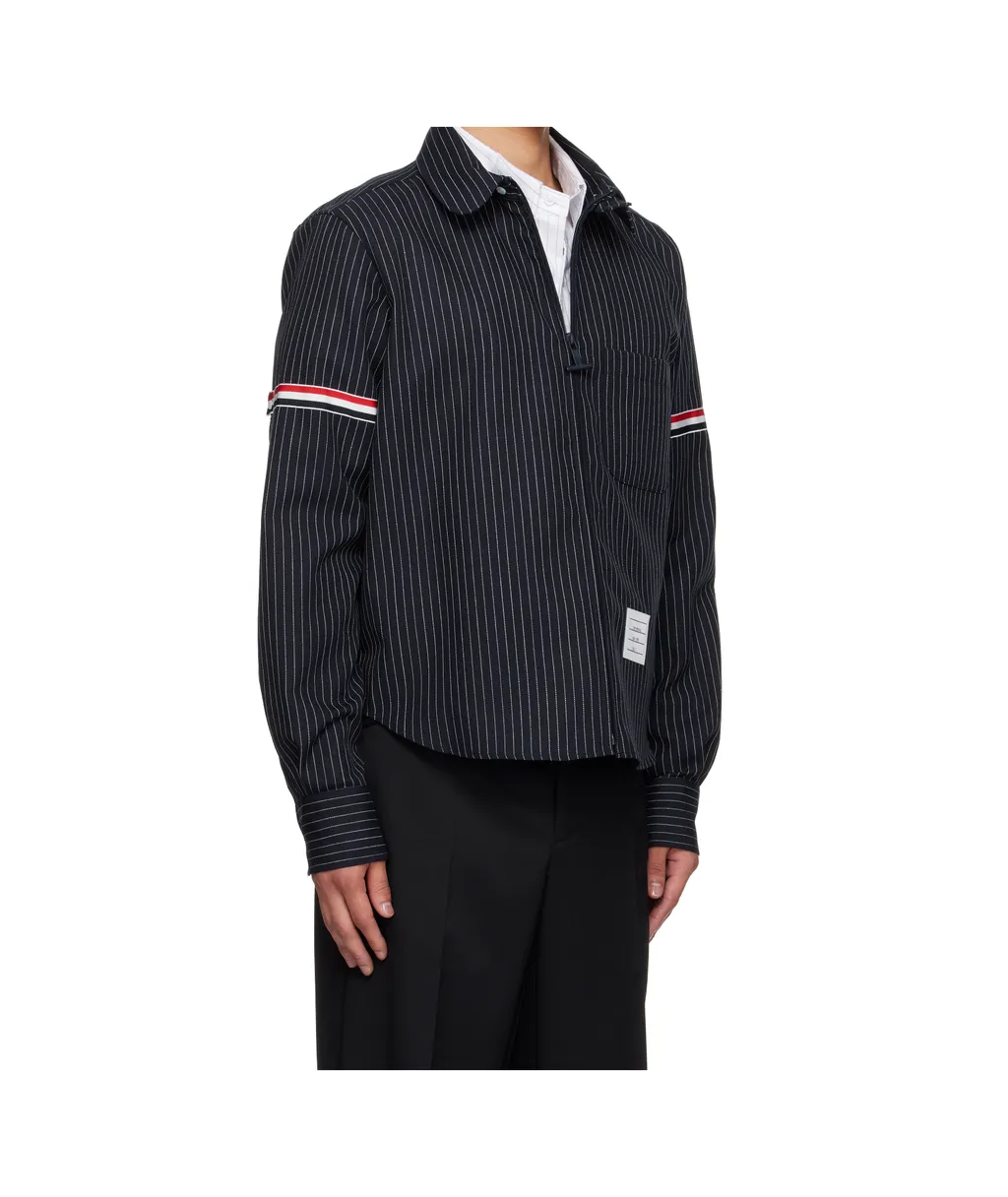 Pinstriped Zip-Up Shirt