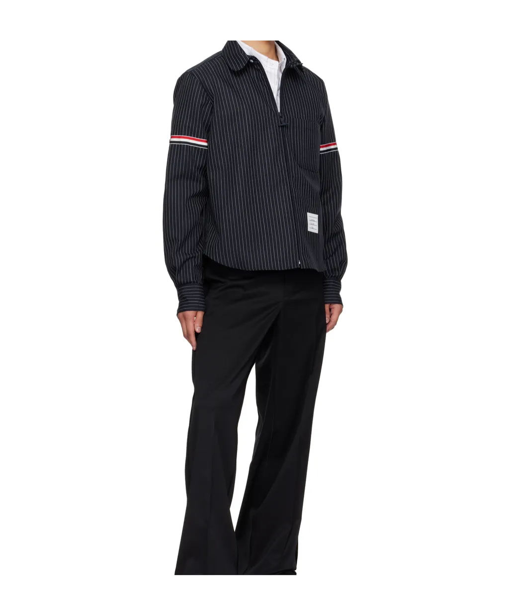 Pinstriped Zip-Up Shirt