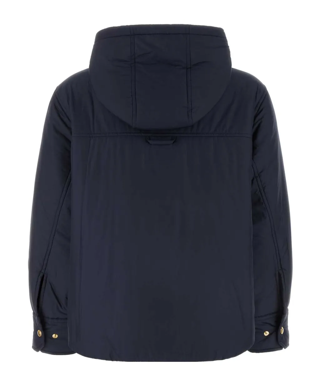 Hooded Curved Hem Down Overshirt