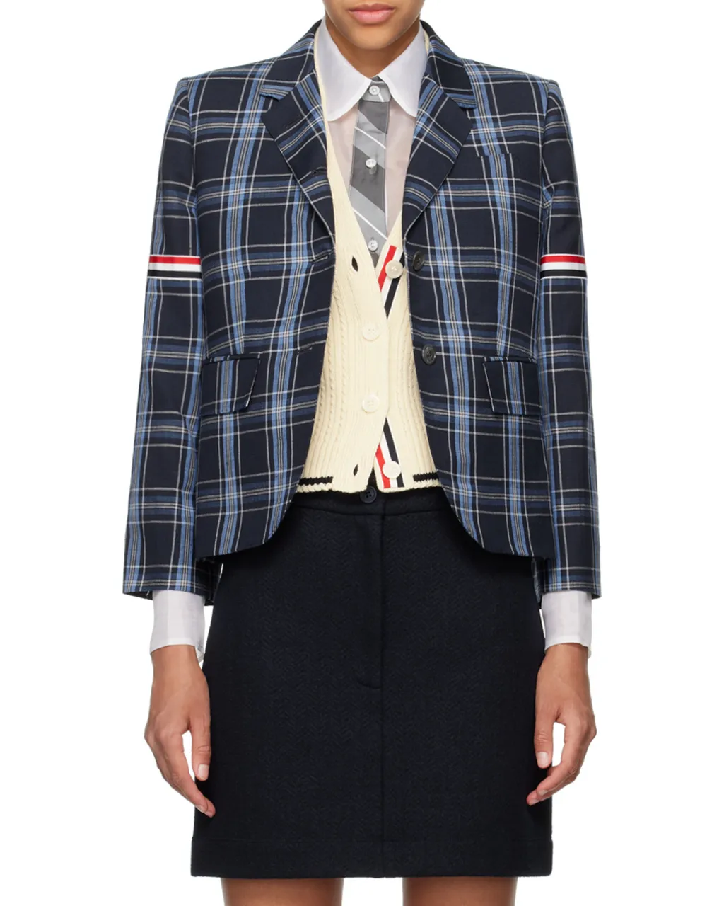 Armband Plaid Suit Coat