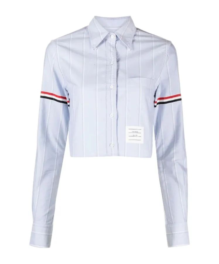 Cropped Logo Detailed Shirt