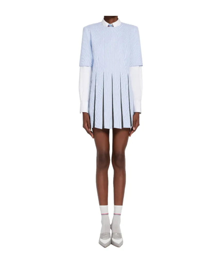 Trompe L'oeil Pleated Mini Dress