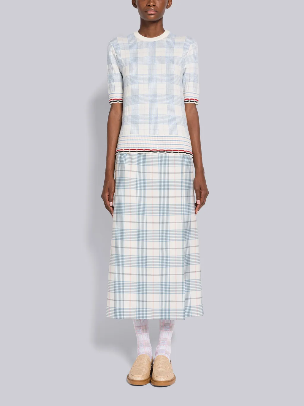 Check-Pattern Knitted Top