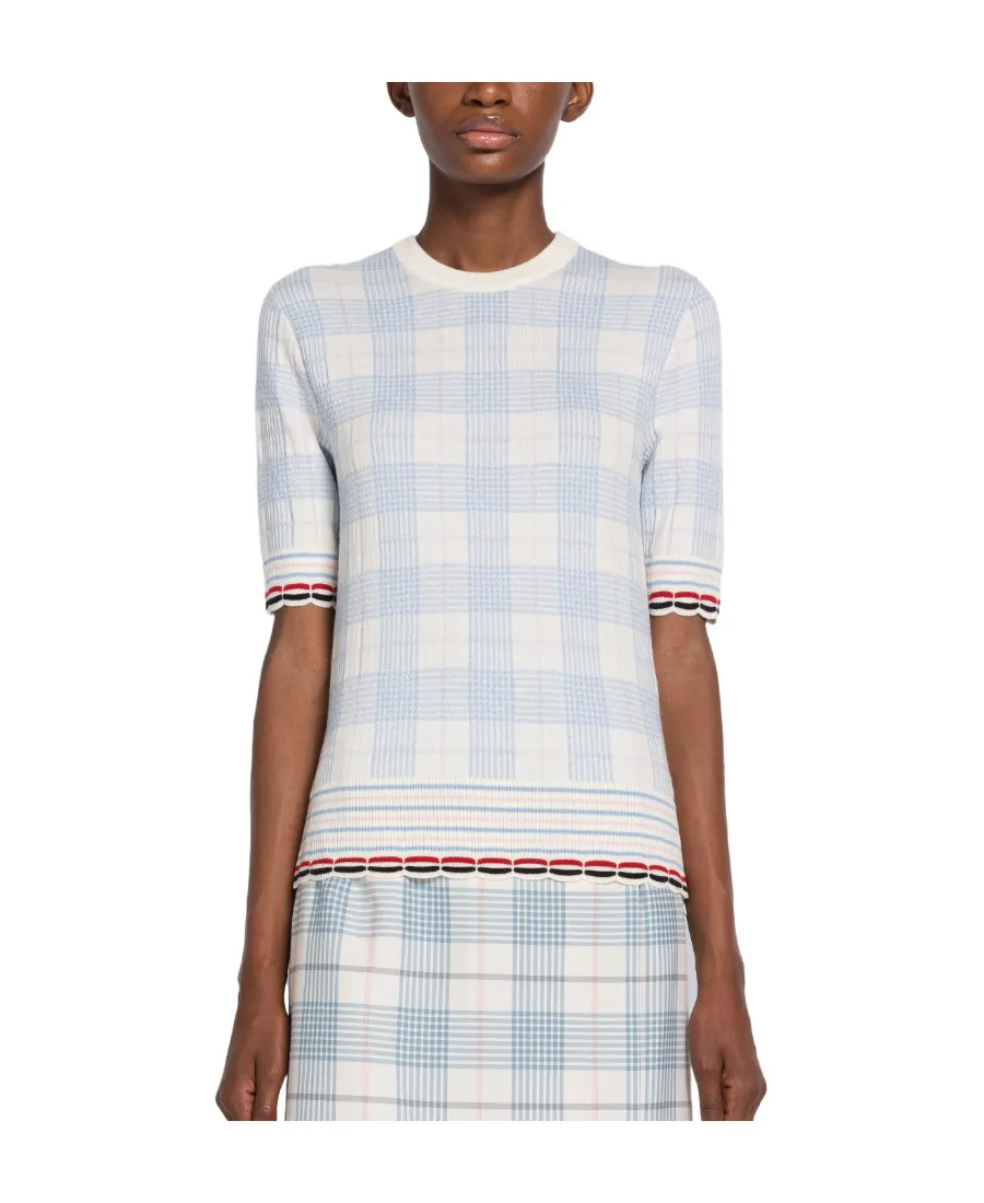 Check-Pattern Knitted Top