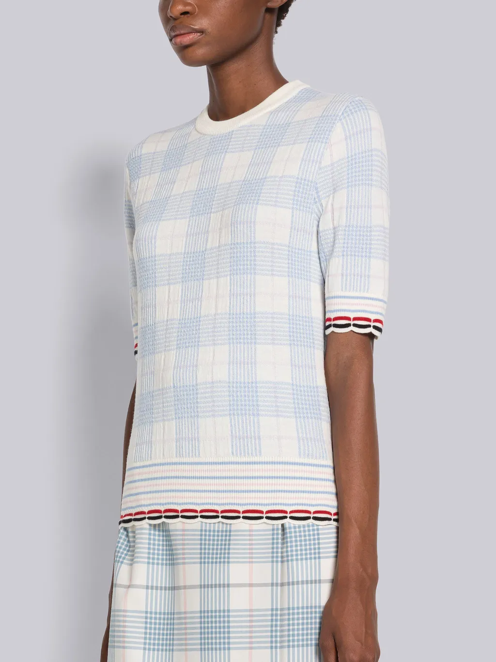 Check-Pattern Knitted Top