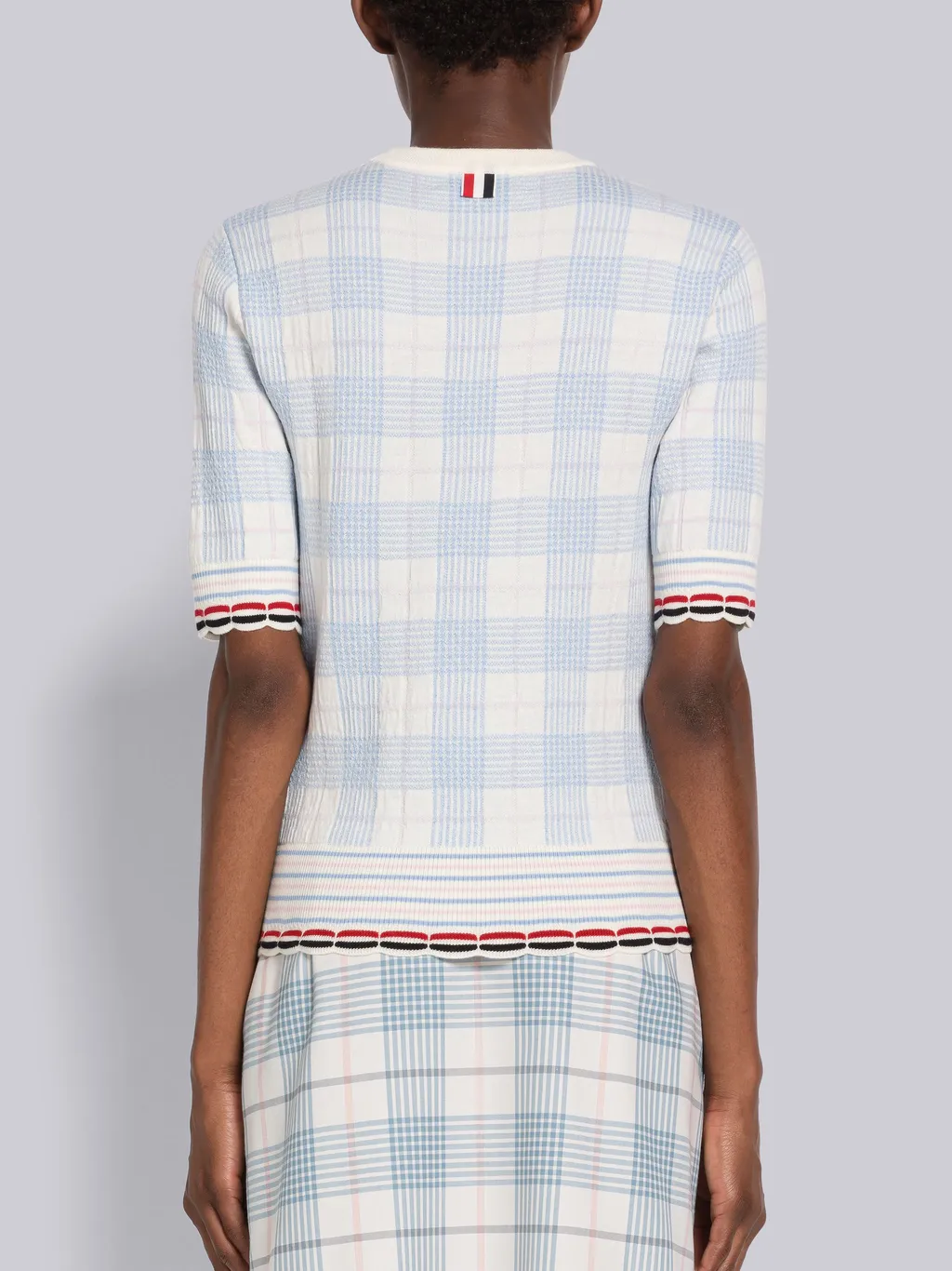 Check-Pattern Knitted Top