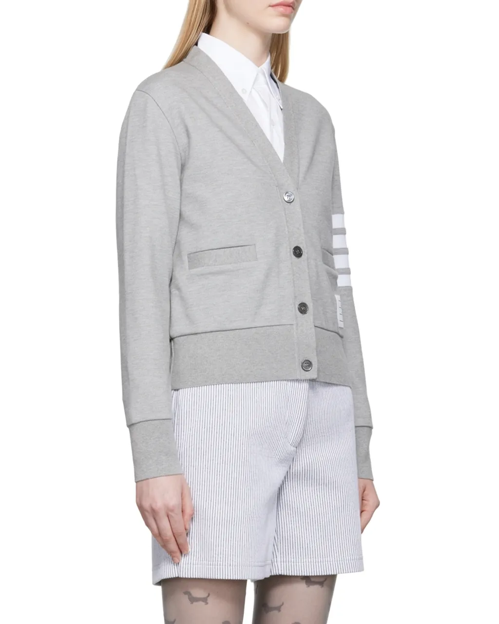 4-Bar Stripe V-Neck Knitted Cardigan