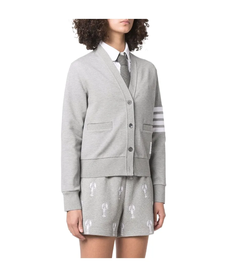 4-Bar Stripe V-Neck Knitted Cardigan