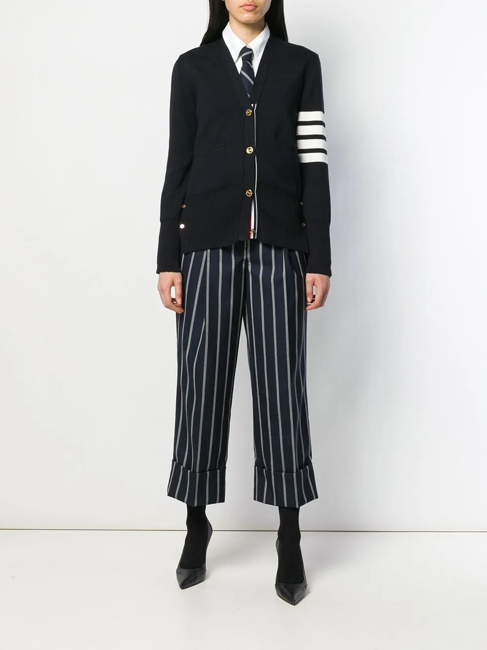 4-Bar Stripe Knitted Cardigan