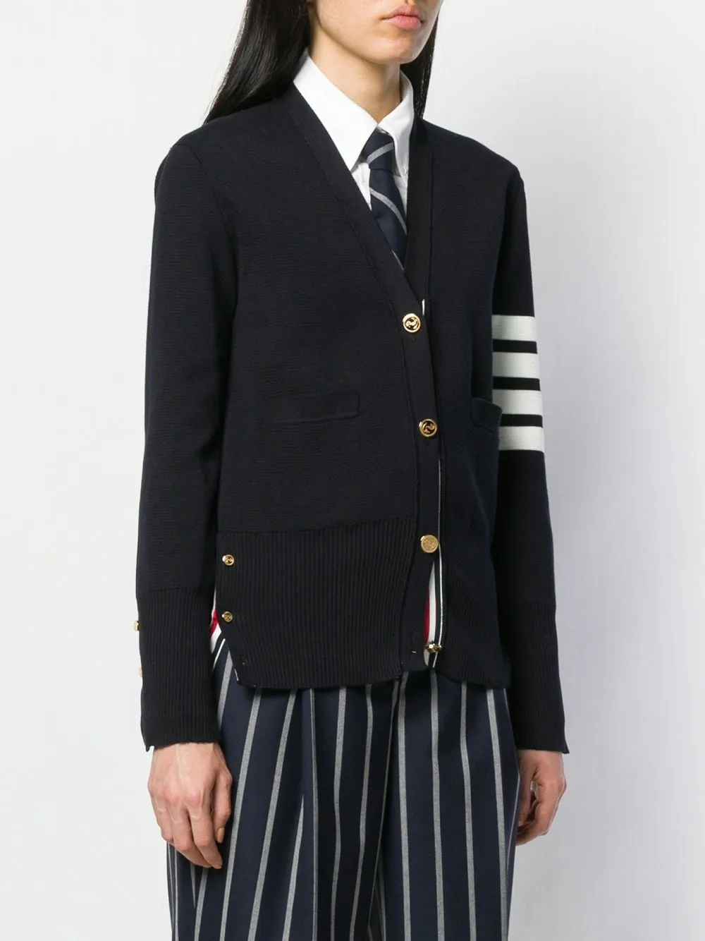 4-Bar Stripe Knitted Cardigan