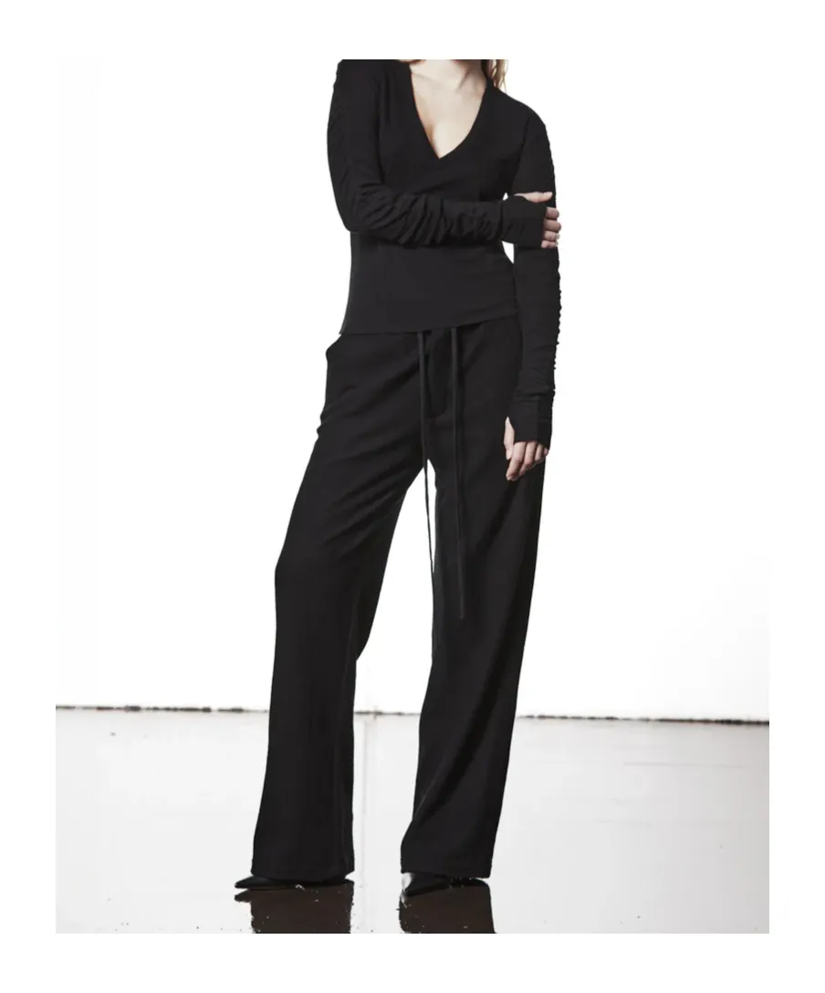 V-Neck Gathered-Sleeve Top