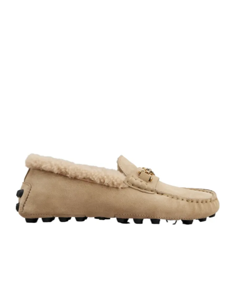Logo-Plaque Suede Loafers