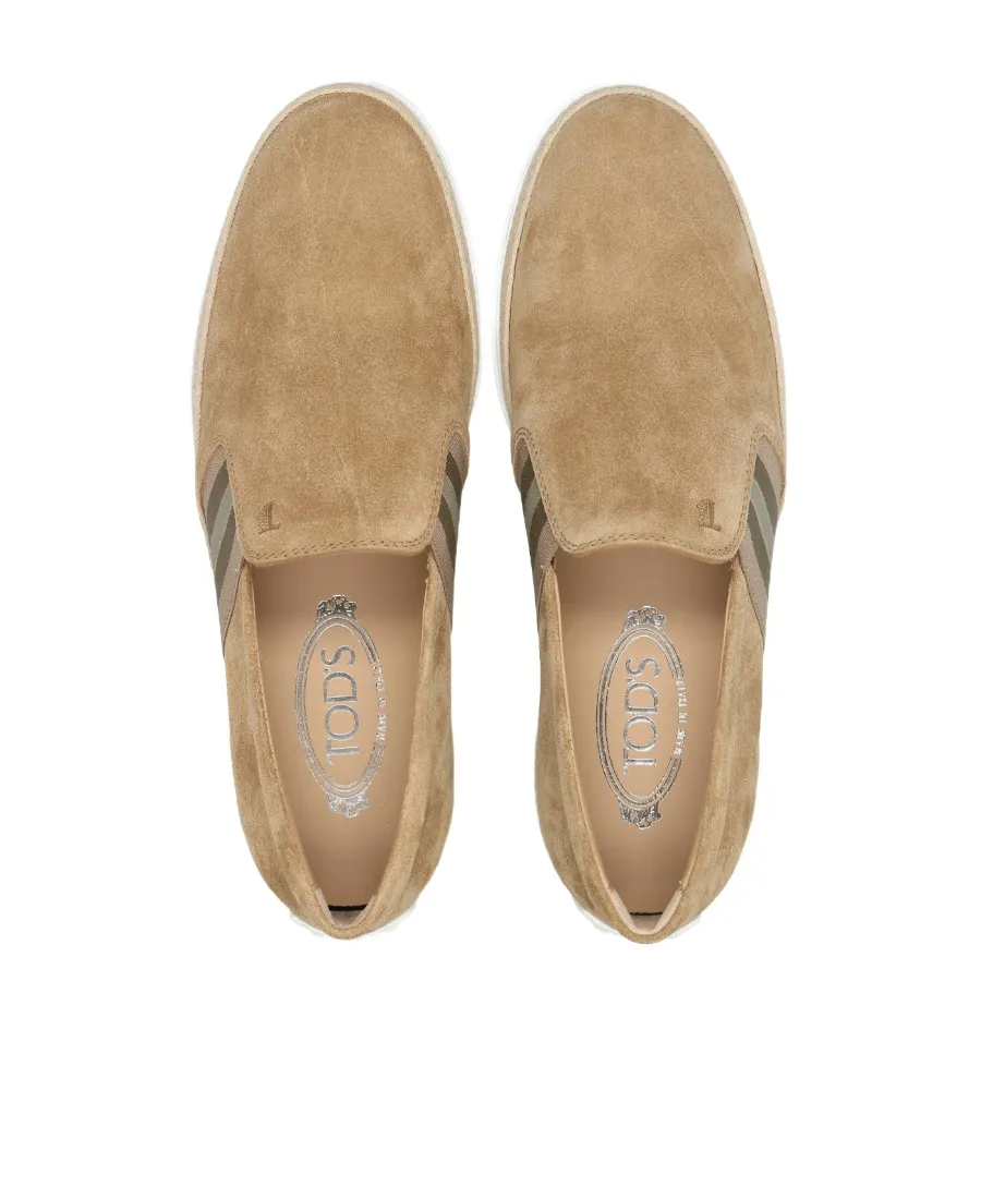 Stripe-Detail Suede Loafers