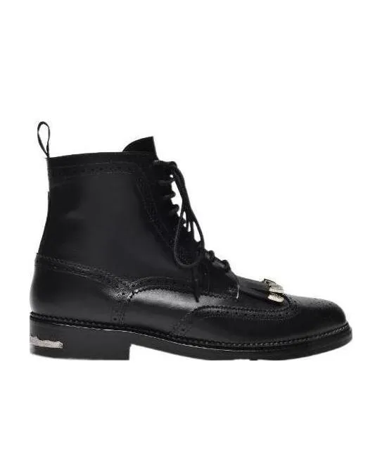 Silver-Detail Lace-Up Boots