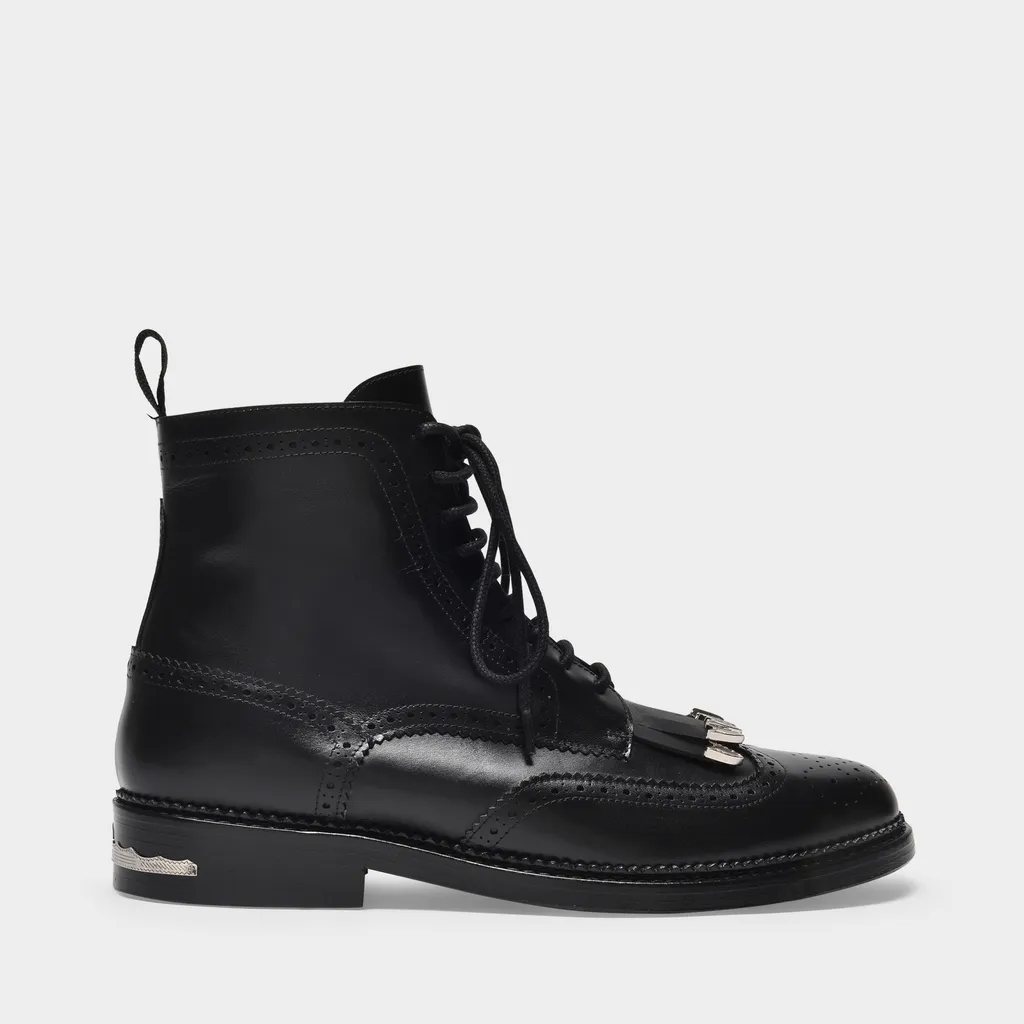 Silver-Detail Lace-Up Boots
