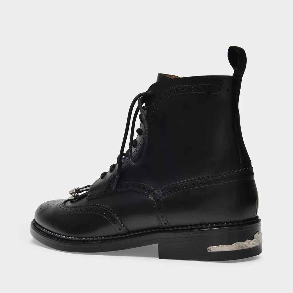 Silver-Detail Lace-Up Boots