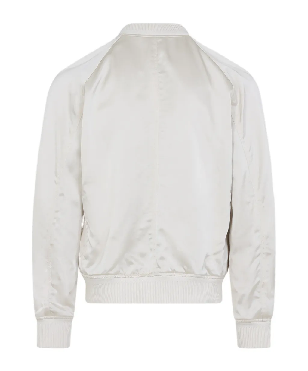 Button-Up Satin Bomber Jacket