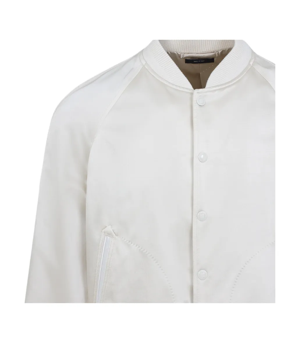 Button-Up Satin Bomber Jacket