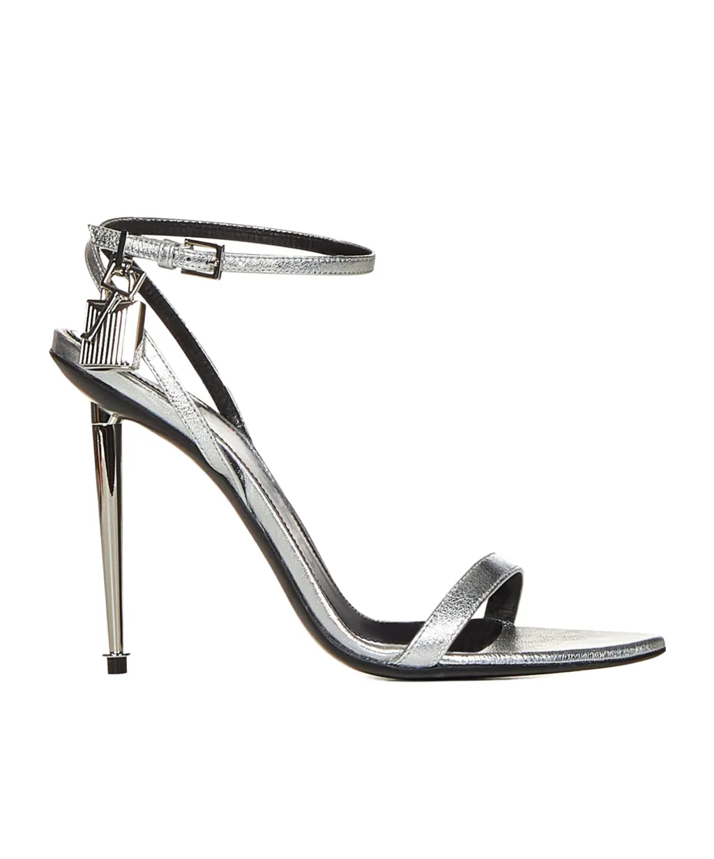 Padlock Embellished Heeled Sandals