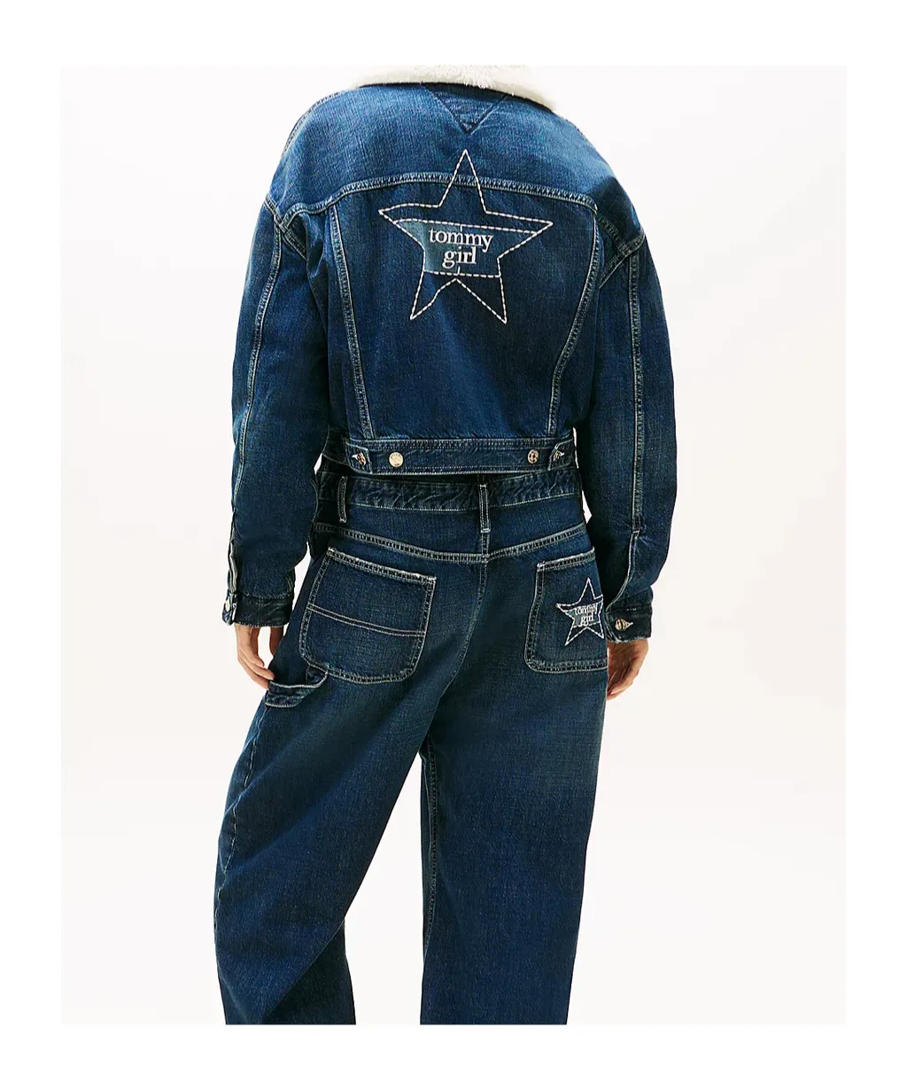 Padded Denim Oversized Trucker Jacket