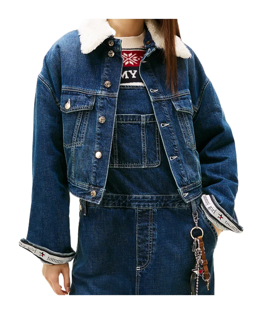 Padded Denim Oversized Trucker Jacket