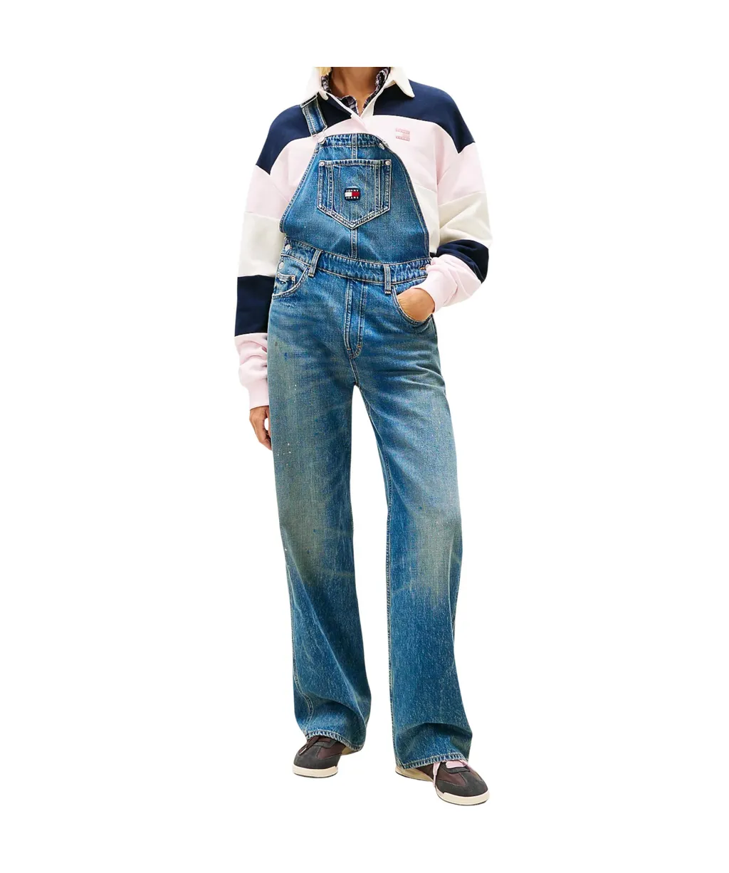 Mia Relaxed Faded Denim Dungarees