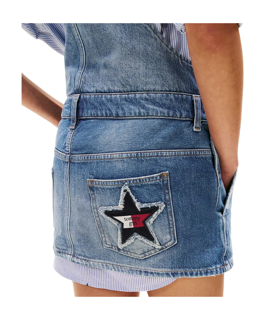 Mini Denim Dungaree Dress