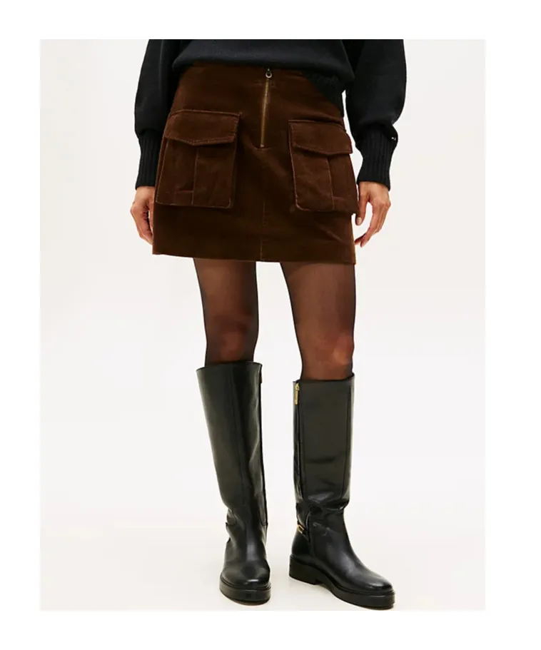 Cargo Pocket Corduroy Mini Skirt