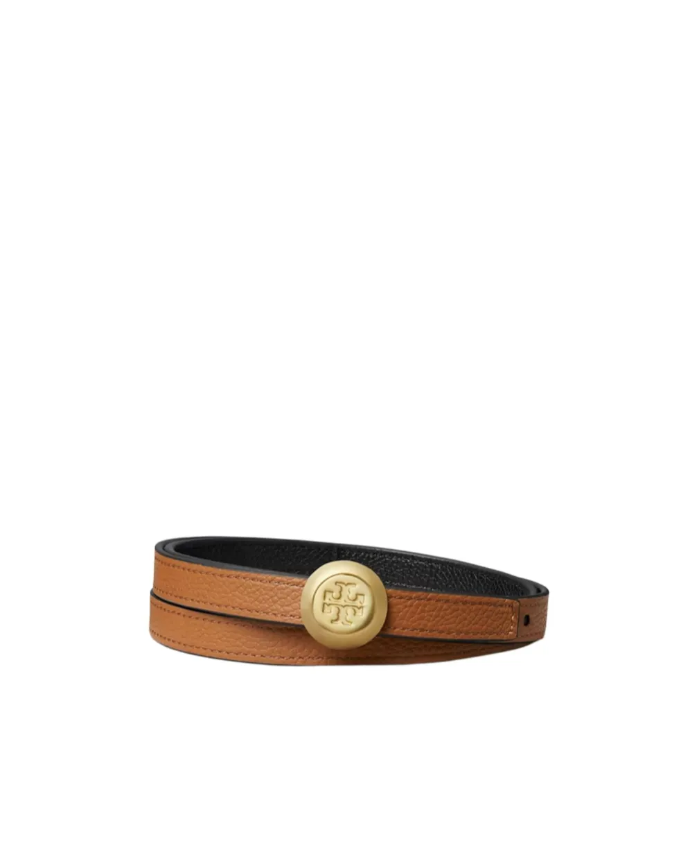 Medallion Double T-Motif Leather Belt