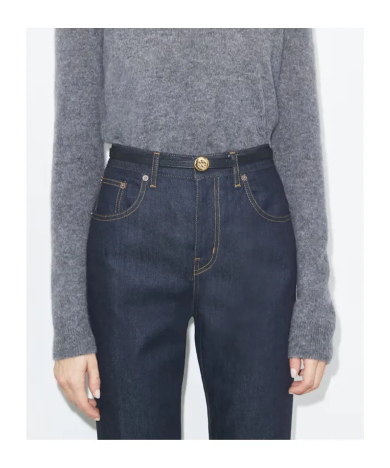 Medallion Double T-Motif Leather Belt