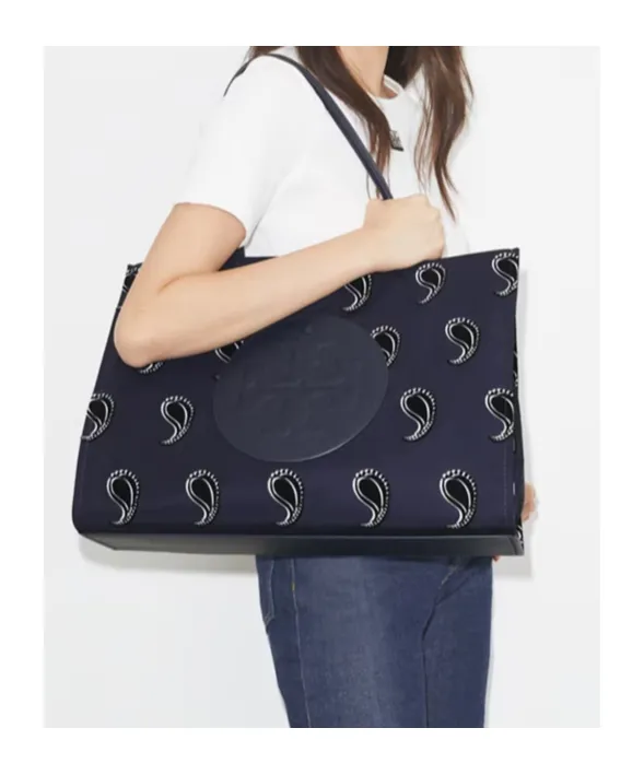 Ella Paisley-Pattern Double T Motif Tote Bag