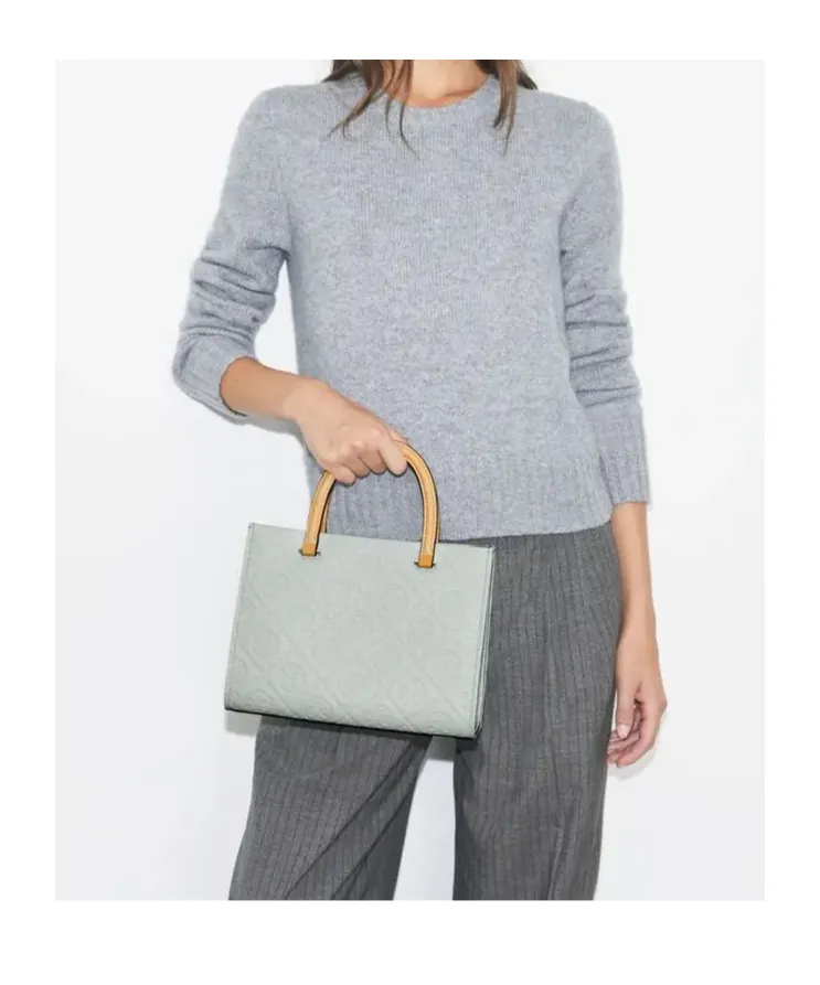 T Monogram Pebble Top-Handle Tote