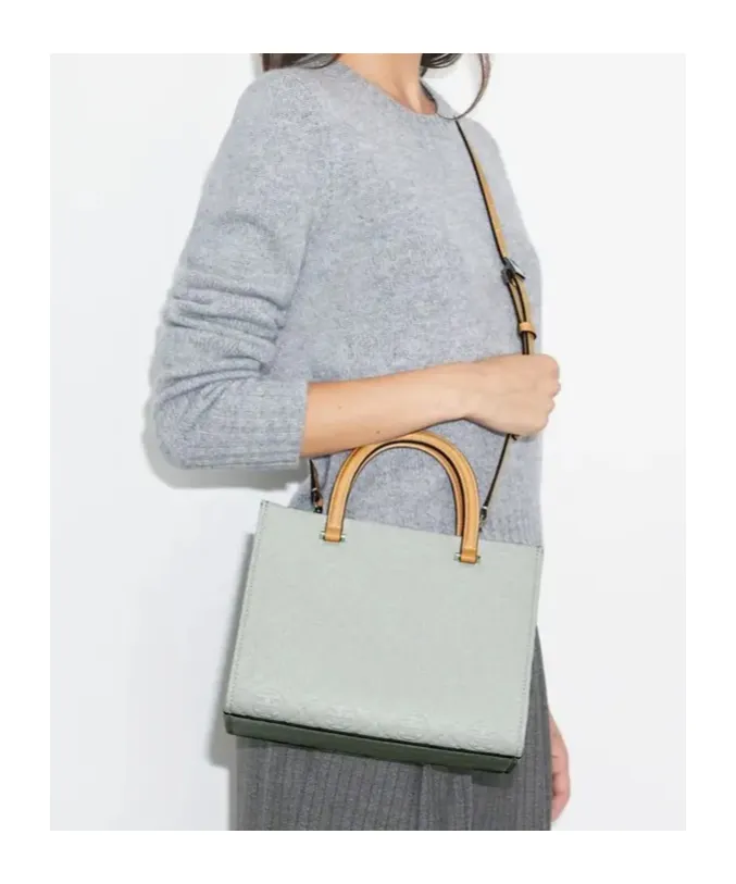 T Monogram Pebble Top-Handle Tote