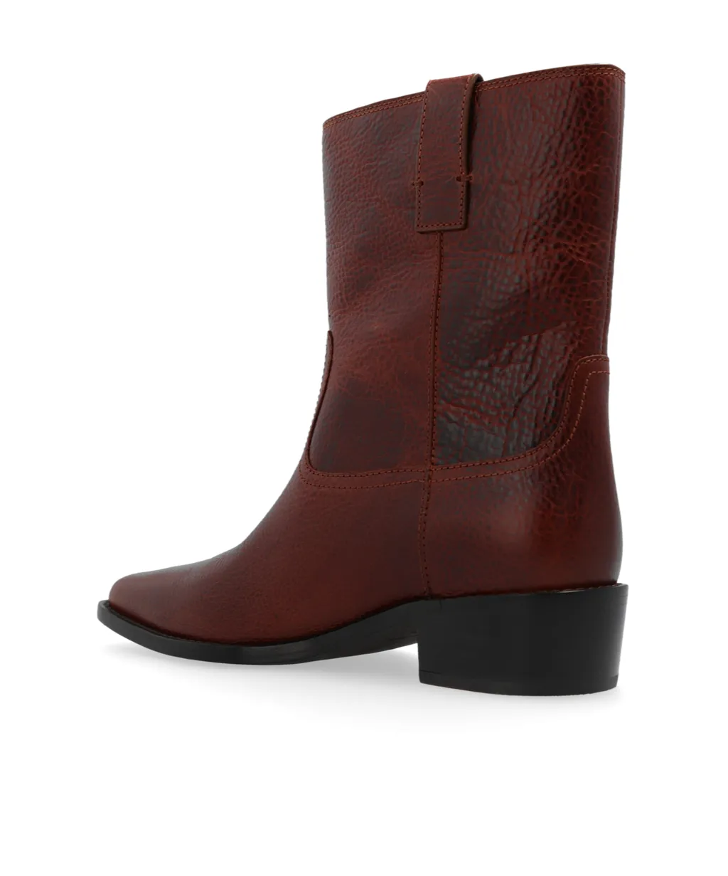 Pointed-Toe Leather Ankle Boots