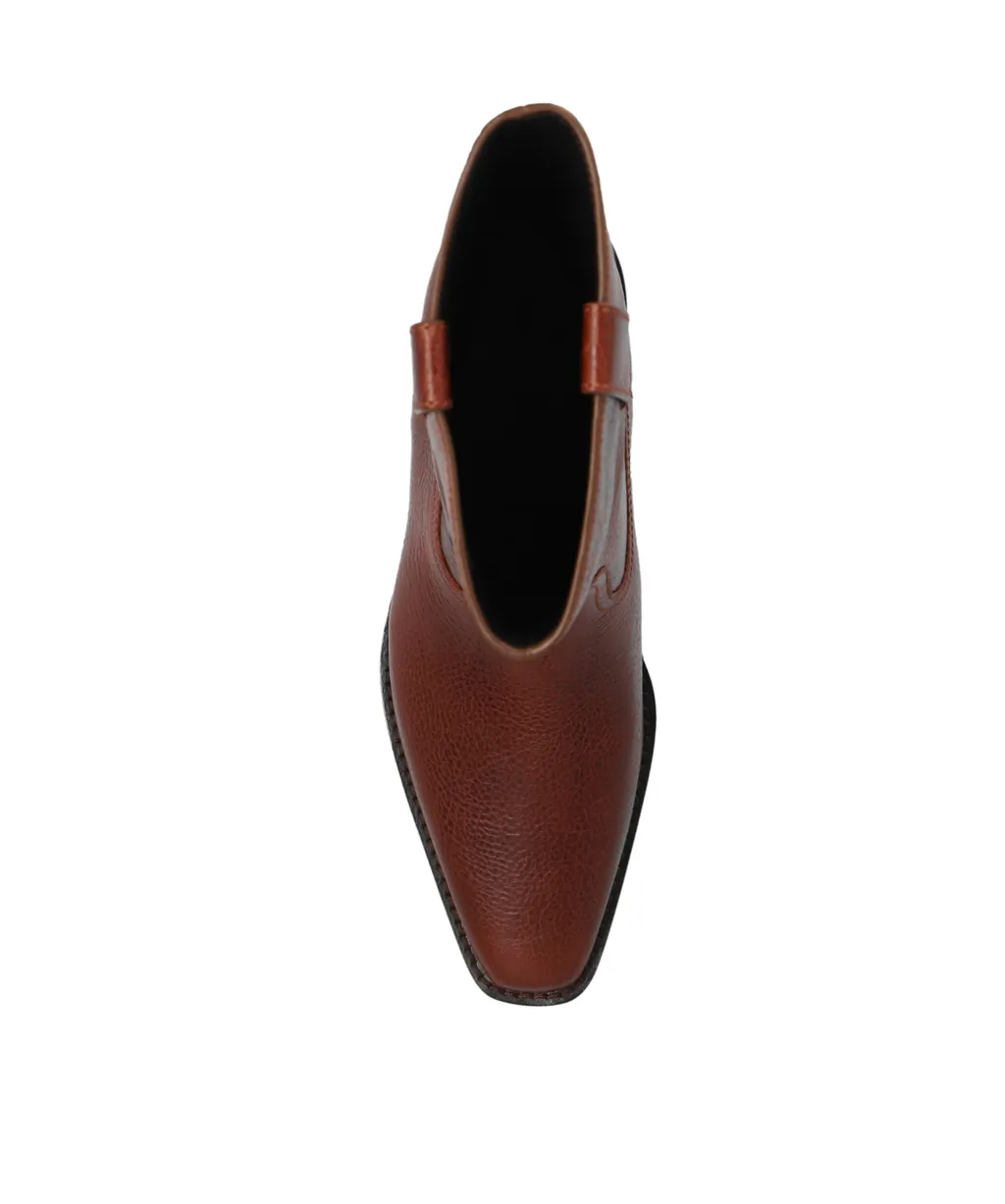 Pointed-Toe Leather Ankle Boots