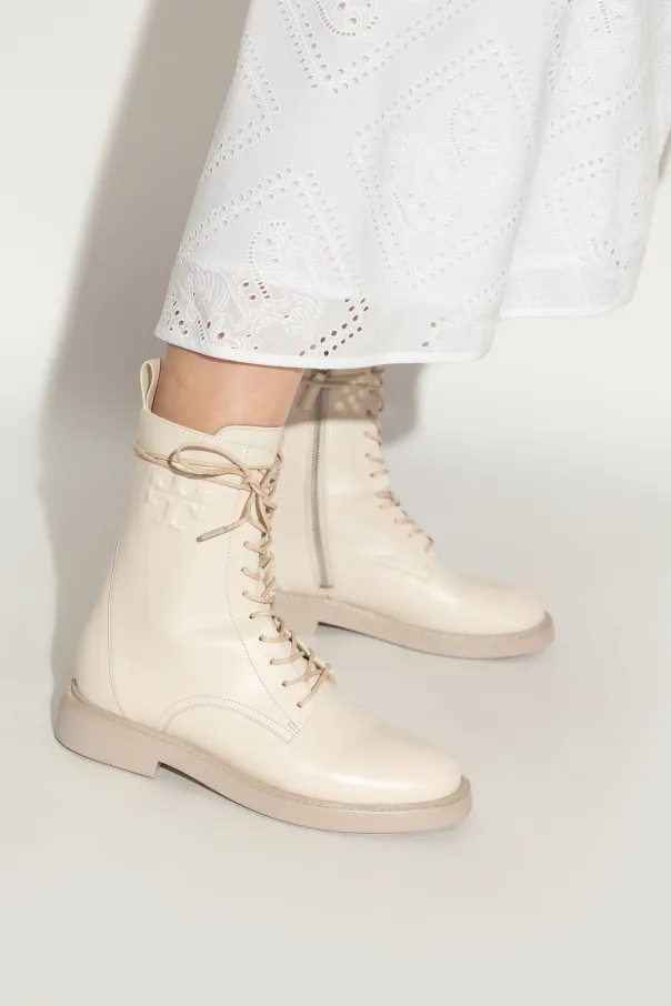 Logo-Embossed Leather Boots