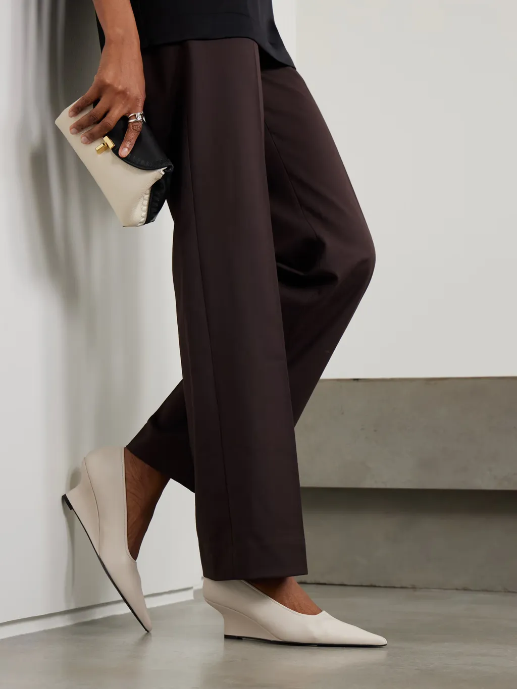 55Mm Sharp Nappa Wedge Pumps